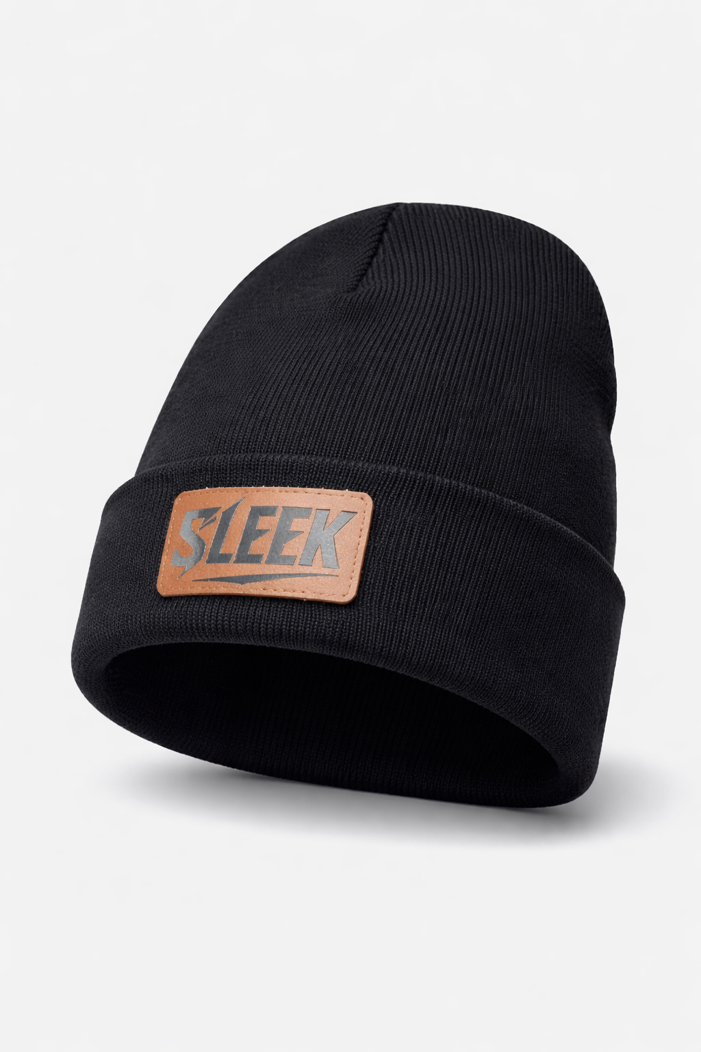 SLEEK Beanie — Leather Tag • Unisex