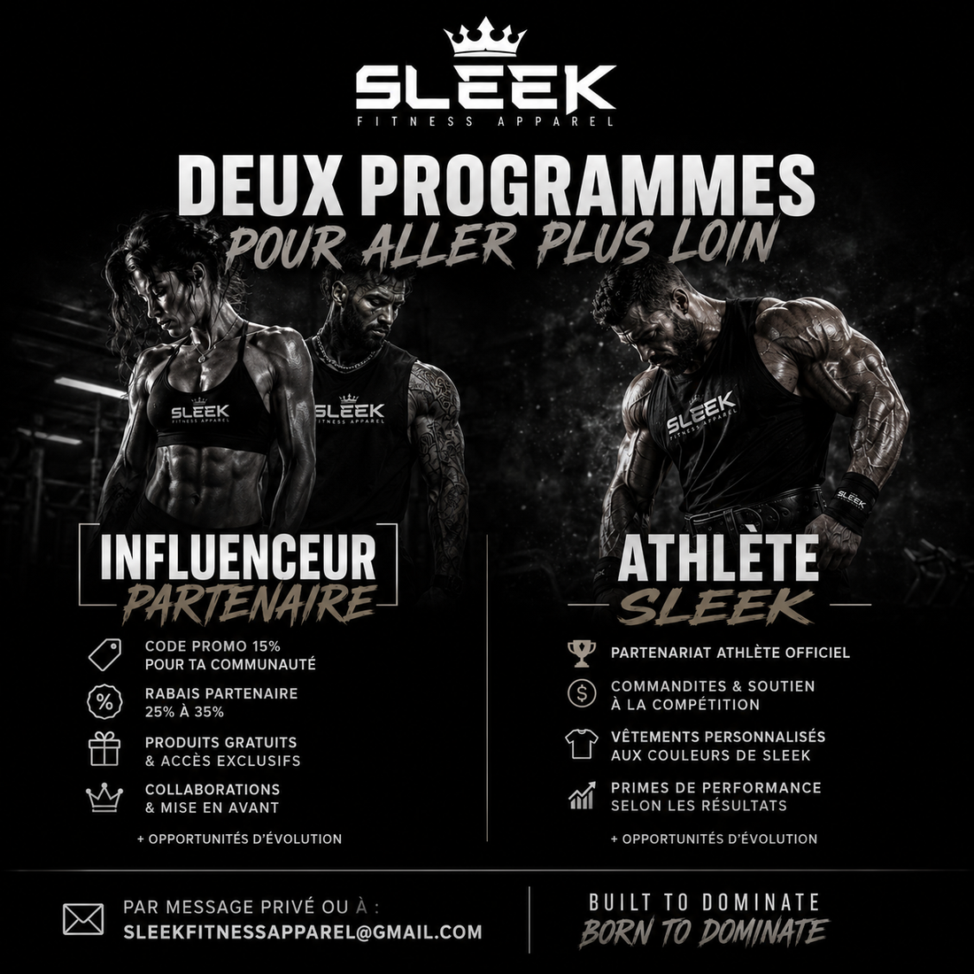 🥇 Influenceur 🏆 Athlète  Programme Ambassadeur SLEEK (4 500+ abonnés)