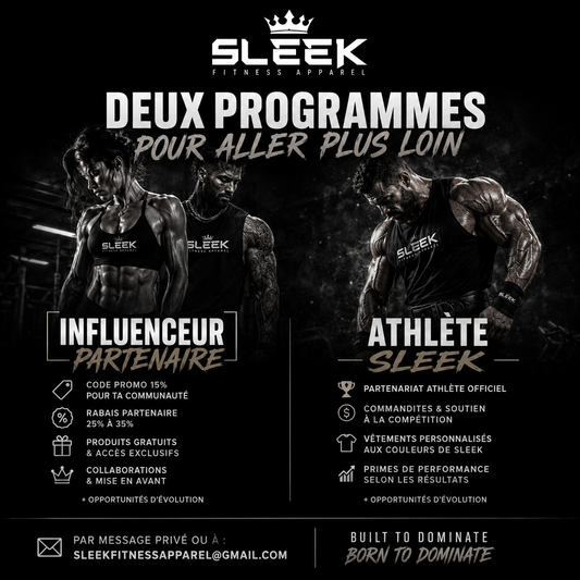 🥇 Influenceur 🏆 Athlète  Programme Ambassadeur SLEEK (4 500+ abonnés)