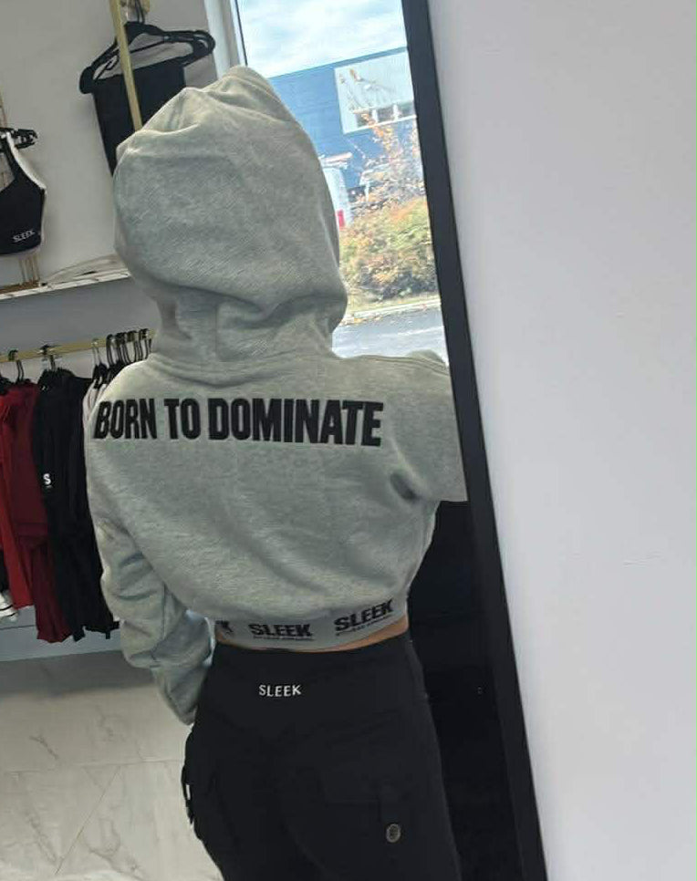 ** PRE ORDER NOW ** LUXBAND Crop Hoodie – BORN TO DOMINATE