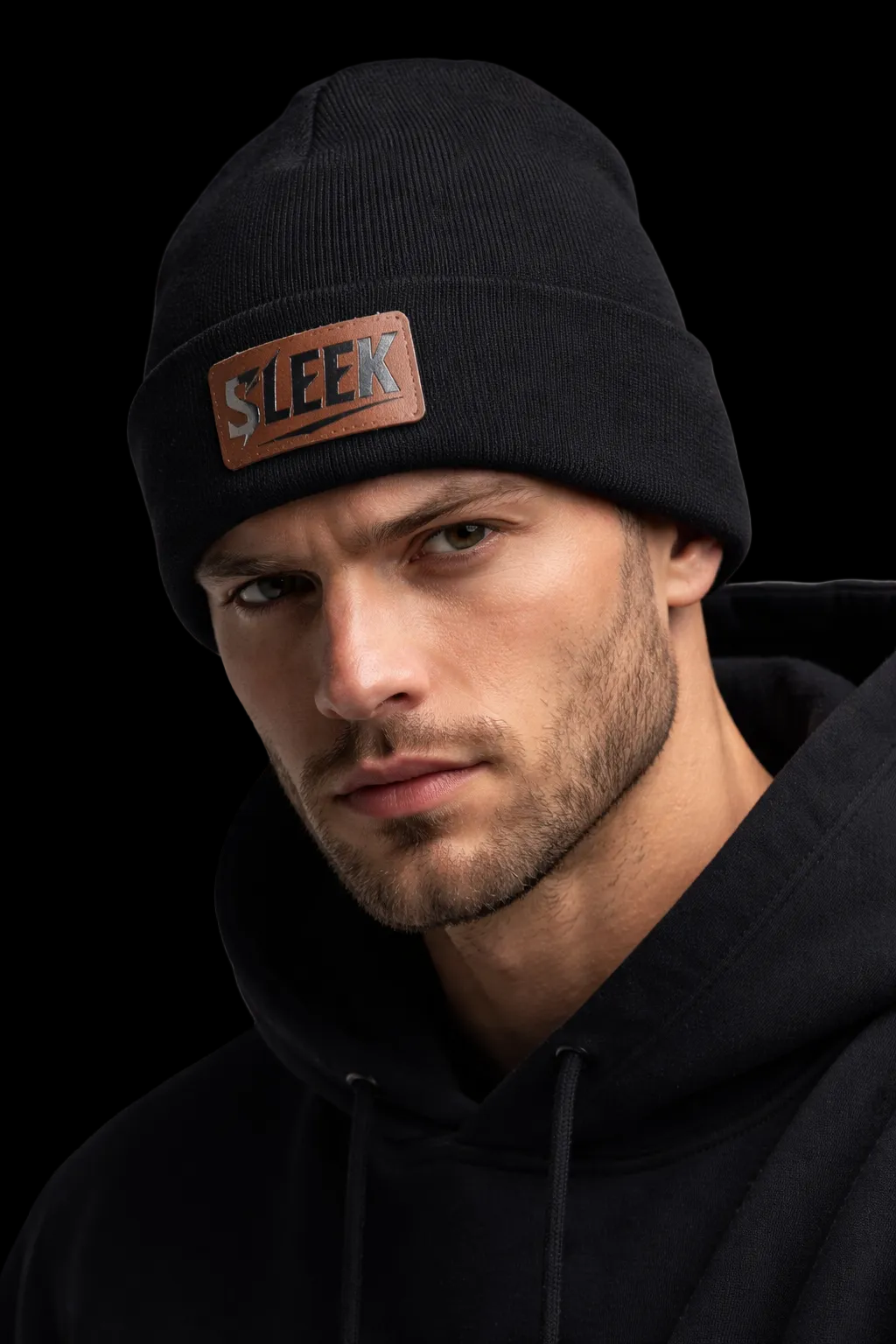 SLEEK Beanie — Leather Tag • Unisex