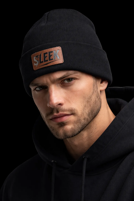 SLEEK Beanie — Leather Tag • Unisex